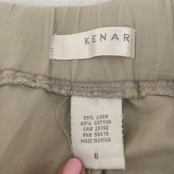 Kenar linen and cotton blend flare pants. Drawstring elastic waist. Size 6 - Picture 3 of 3